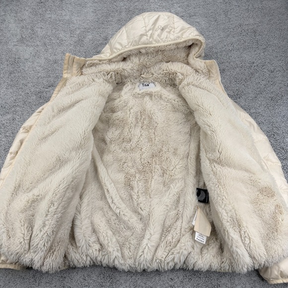 Artizia TNA Jacket Women Small Ivory Goose Down Puffer Fleece Little Fuzzy Puff - Picture 5 of 16